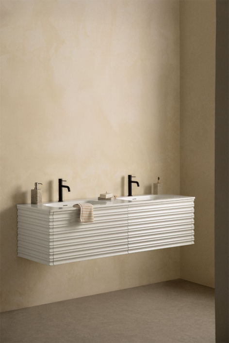 Zestaw wiszących mebli łazienkowych zintegrowanych z umywalkami Noura - Biała