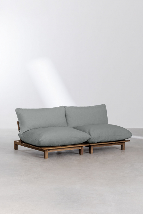 Sofa modułowa rozkładana Brina 2-częściowa z drewna akacjowego - Gris Antracita