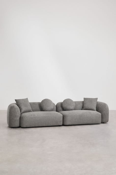 2-częściowa sofa modułowa w tkaninie Coco szenilowej - Granitowo-Szary Gruby Szenil