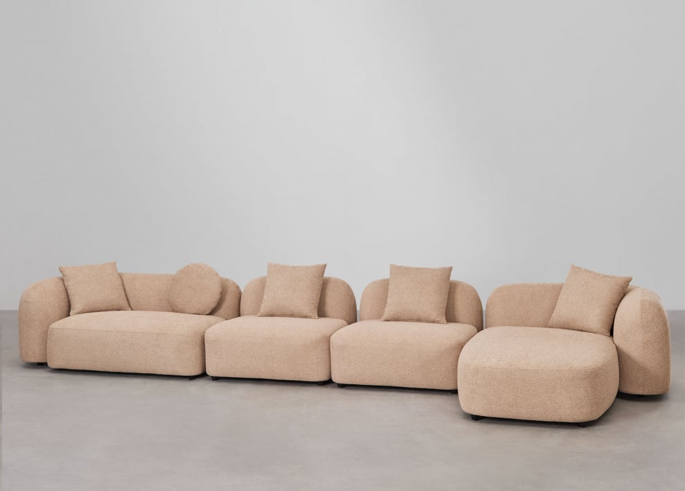 Modułowa sofa z szezlongiem prawym, 4-częściowa, z tkaniny Coco chenille