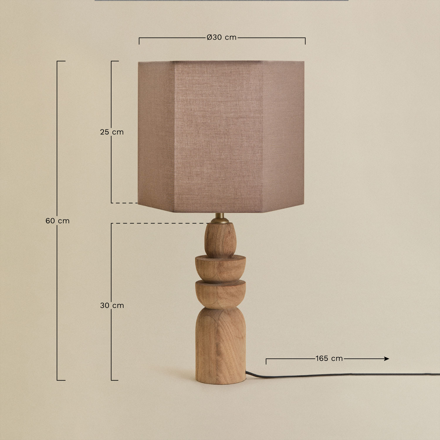 Lampa stołowa z drewna mango Koski, rozmiary