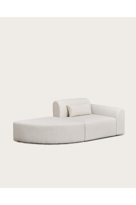 Sofa modułowy narożny prawy z 1 elementem i trójkątnym pufem z baranka Borjan