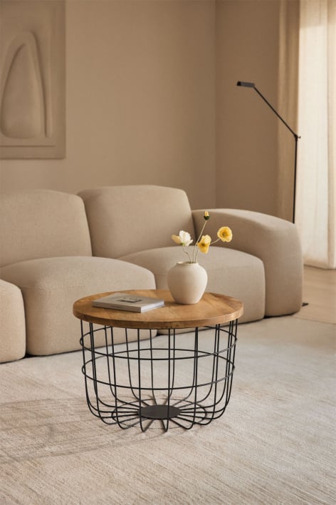 Round coffee table Ø62 cm made of mango wood and steel Ket