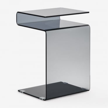 Zestaw 2 Prostokątnych Szafek Nocnych 40x35 Cm Z Hartowanego Szkła Diora Czarna - Sklum