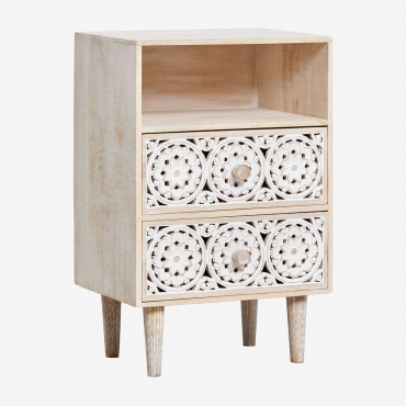 Prostokątny Stolik Nocny 35x30 Cm Z Drewna Mango Ardel Jasne Drewno Mango - Sklum