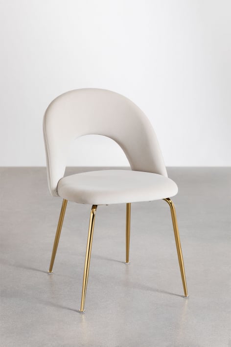 Zestaw 4 tapicerowanych krzeseł jadalnianych Glorys - Aksamitny Beige Cream