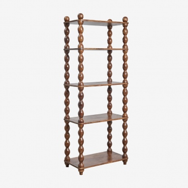 Regał 70x180 Cm Z Drewna Mango Tessaia Ciemny Drewniany Uchwyt - Sklum