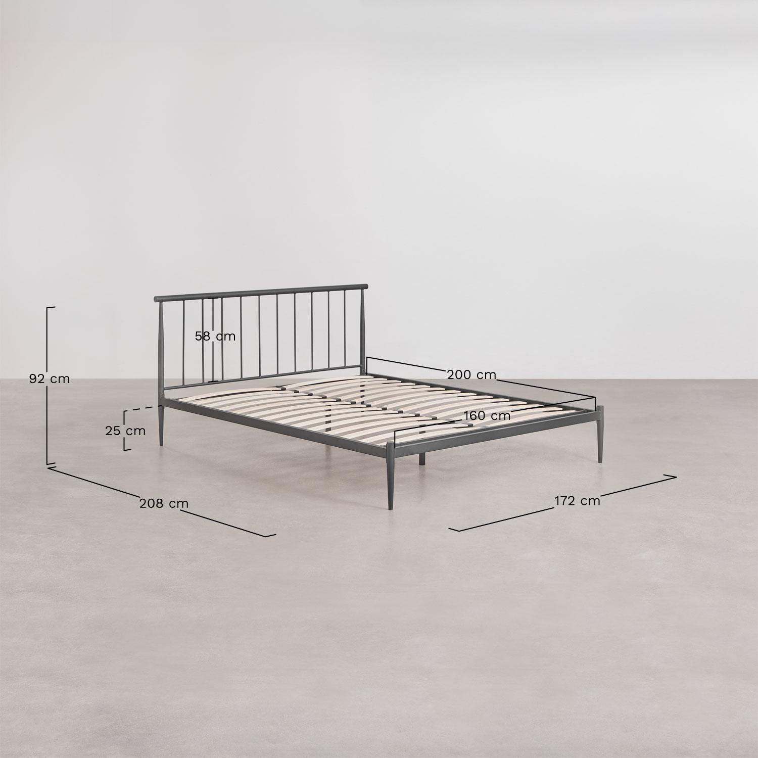 Łóżko żelazne Amaia, rozmiary