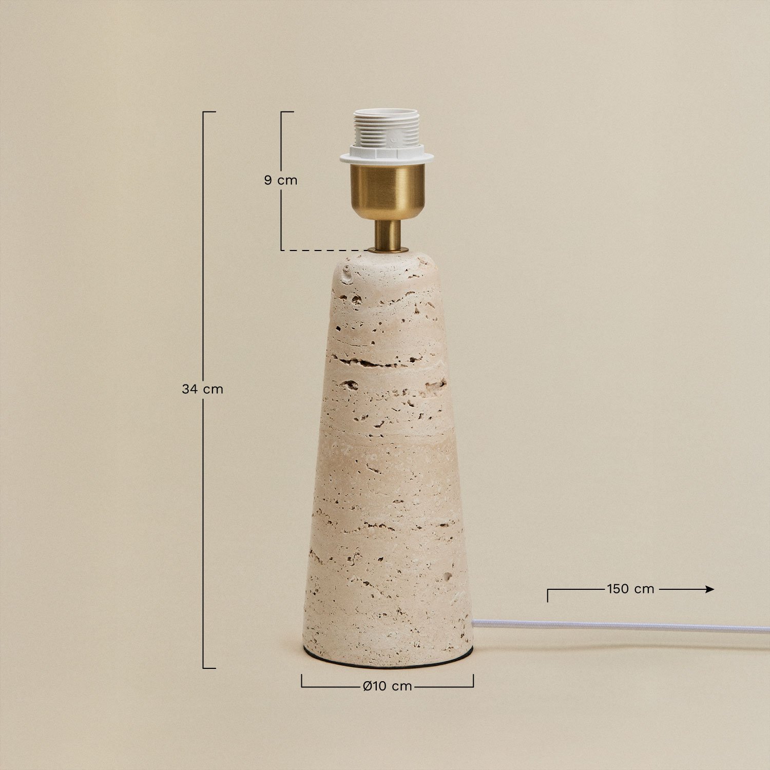 Podstawa do lampy stołowej z trawertynu Davise, rozmiary