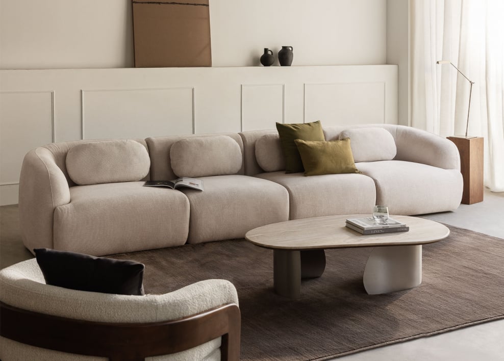 4-częściowa modułowa sofa z tkaniny chenille Coquette