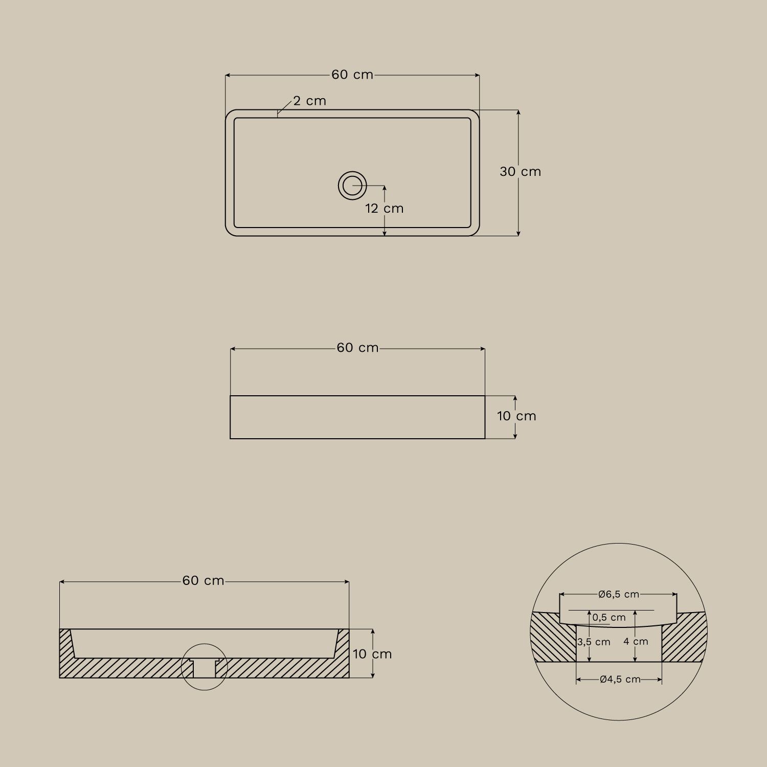 Zestaw mebli łazienkowych 130x45 cm wiszący z drewna tekowego Neill, rozmiary