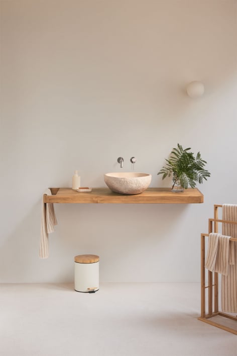 Zestaw mebli łazienkowych 130x45 cm wiszący z drewna tekowego Neill - drewno tekowe