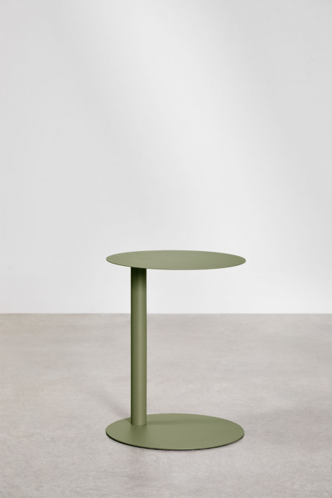 Okrągły stolik pomocniczy Ø40 cm ze stali Yannik - Intensywny Verde Olive