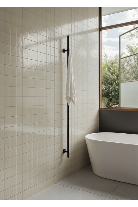 WARM TOWEL TUBE - Elektryczny grzejnik na ręczniki, moc 60 W/120 W - Czarna