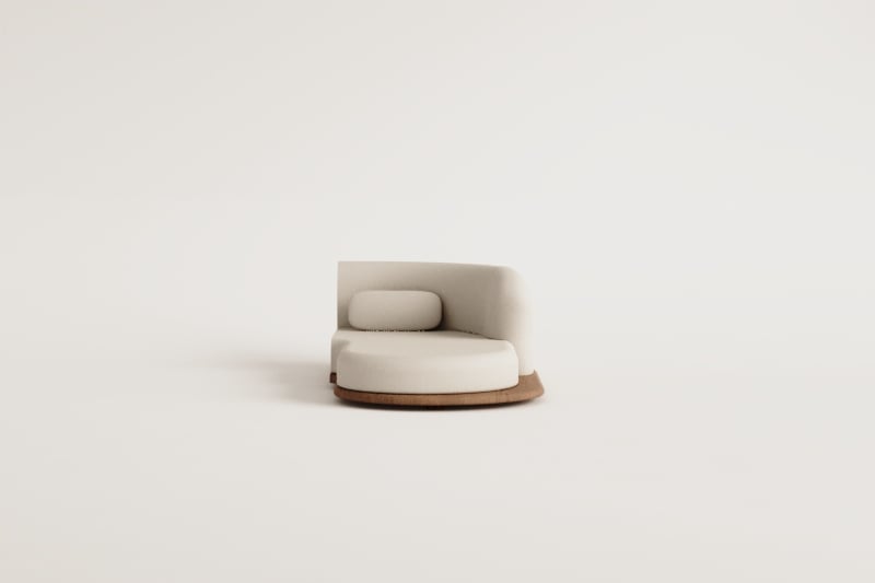 Moduł chaise longue prawy do modułowej sofy ogrodowej z drewna akacjowego Gerard