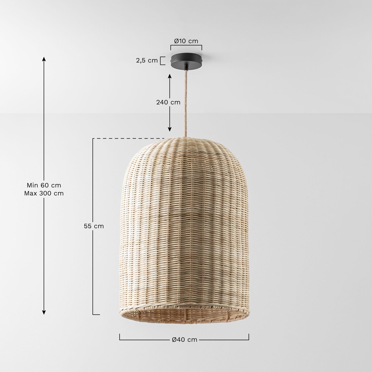 Lampa sufitowa Flandes, rozmiary