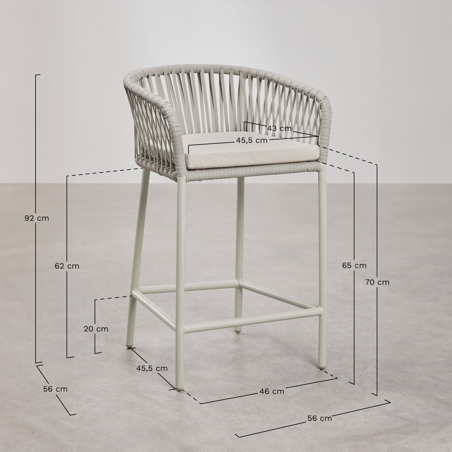 Taboret ogrodowy Arhiza High, rozmiary