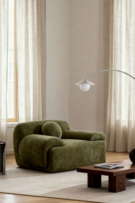 Fotel tapicerowany Shirina - Zielona sznurówka Army