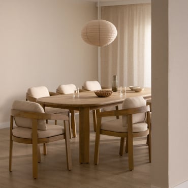 Zestaw Stołu Owalnego 240x100 Cm Z Drewna Akacjowego I 8 Krzeseł Jadalnianych Z Drewna Akacjowego Uleno Jasny Akacjowy Brąz - Sklum