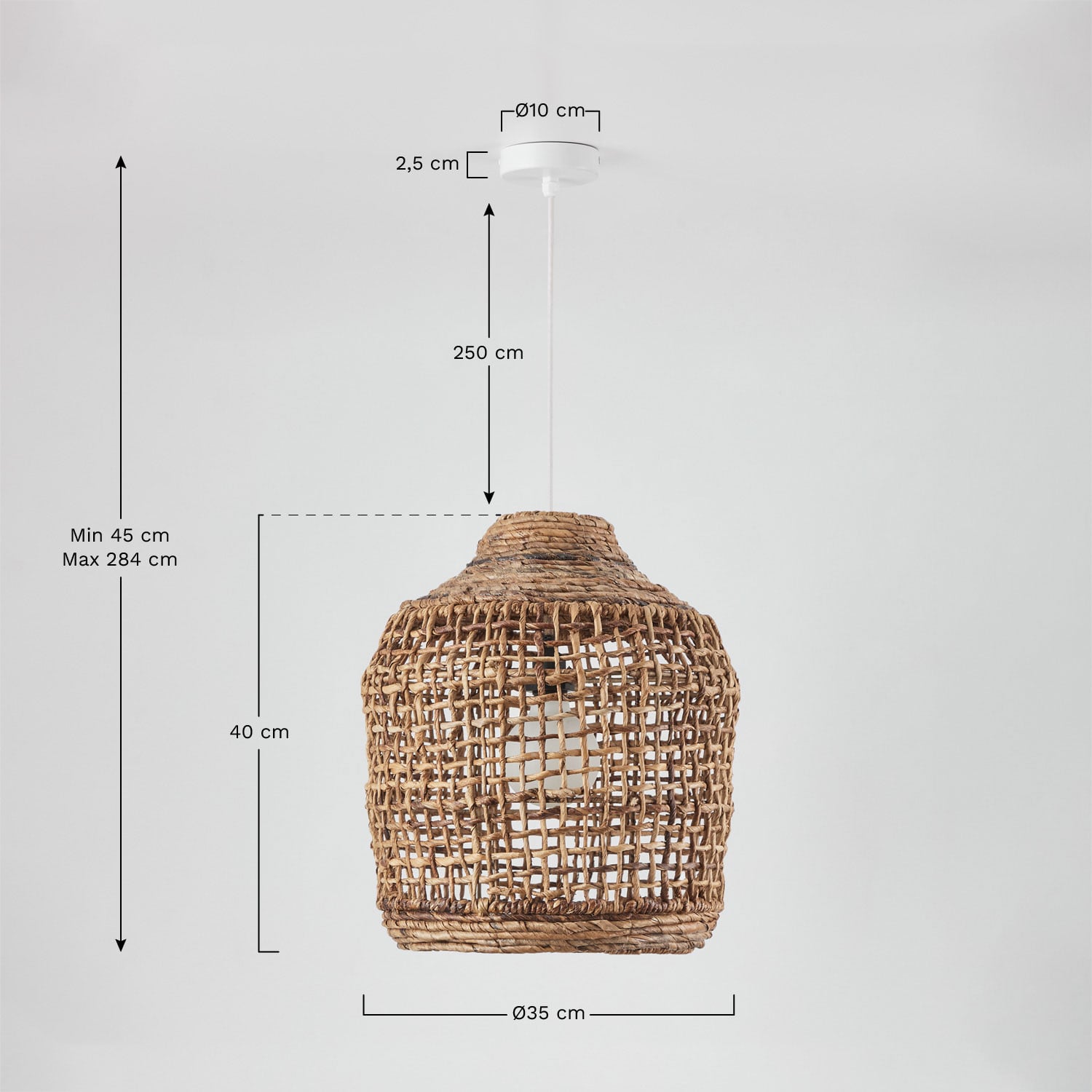 Lampa sufitowa wisząca Arantxa, rozmiary