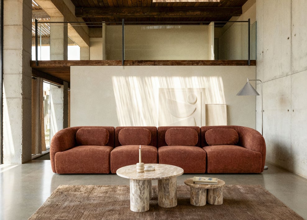 4-częściowa modułowa sofa z tkaniny chenille Coquette