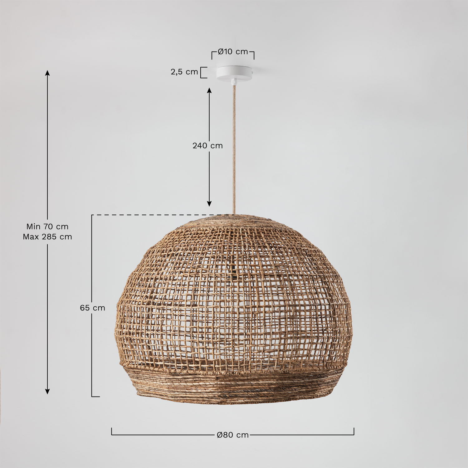 Lampa sufitowa wisząca Udane, rozmiary