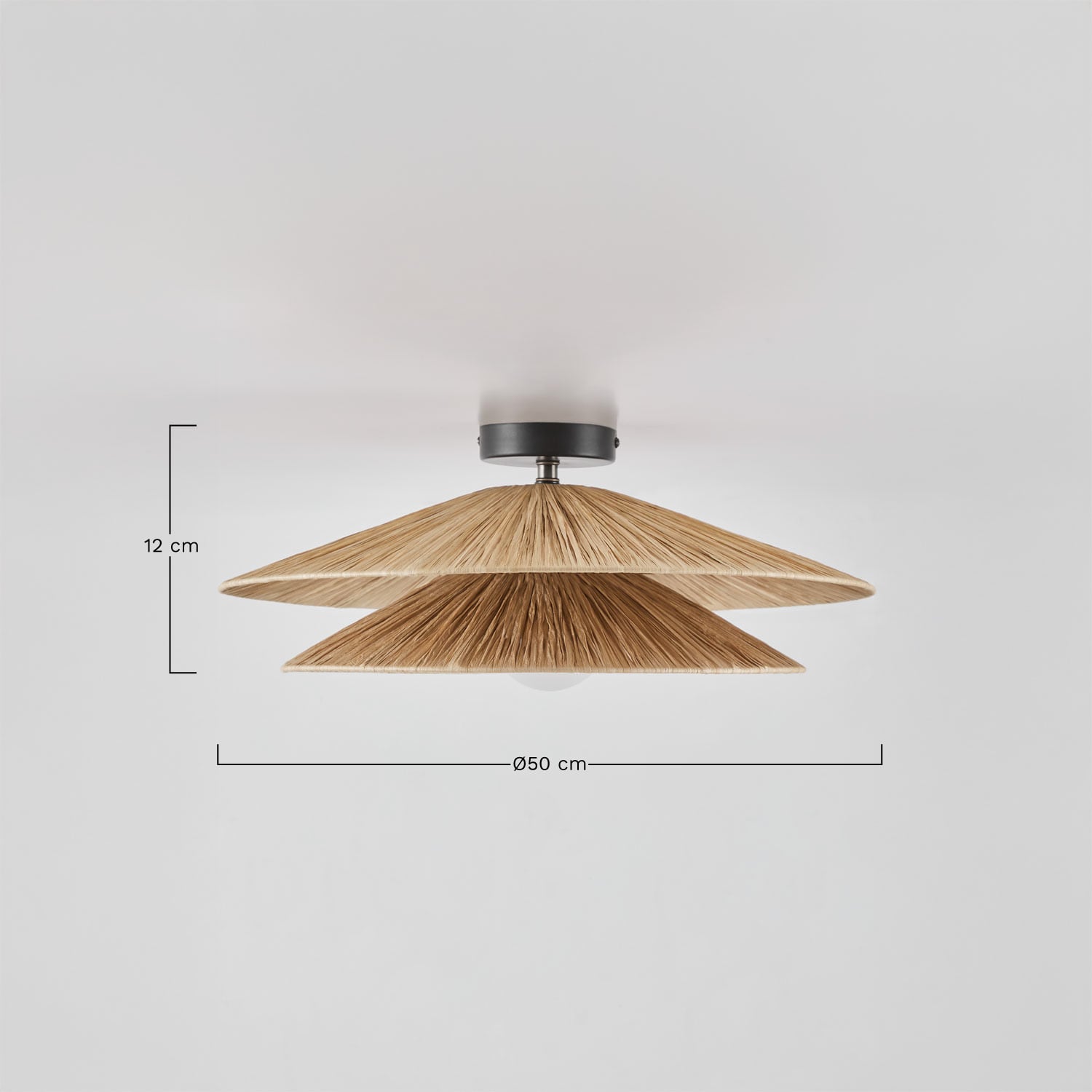 Plafon sufitowy Ø50 cm z rafii Aislin, rozmiary