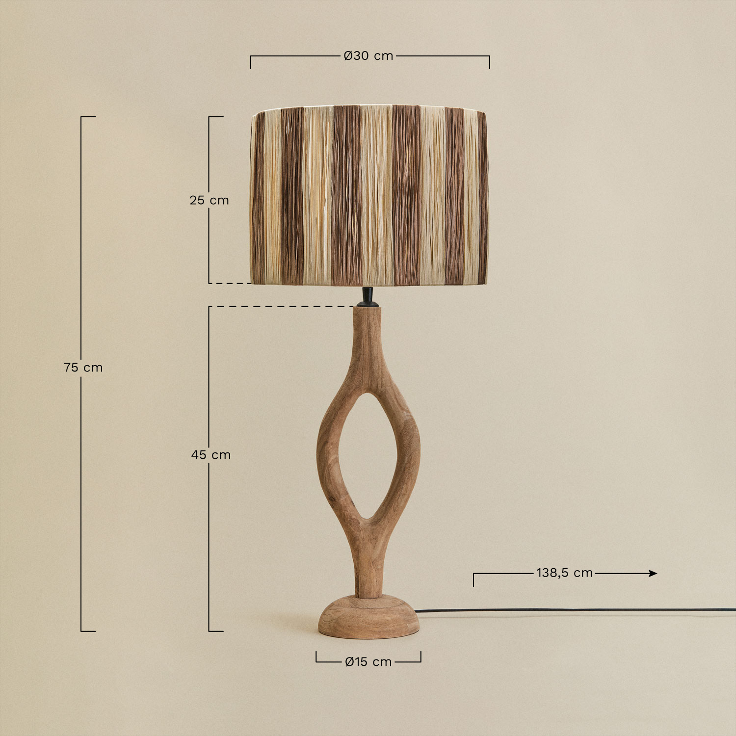 Lampa stołowa z drewna mango Gracia, rozmiary