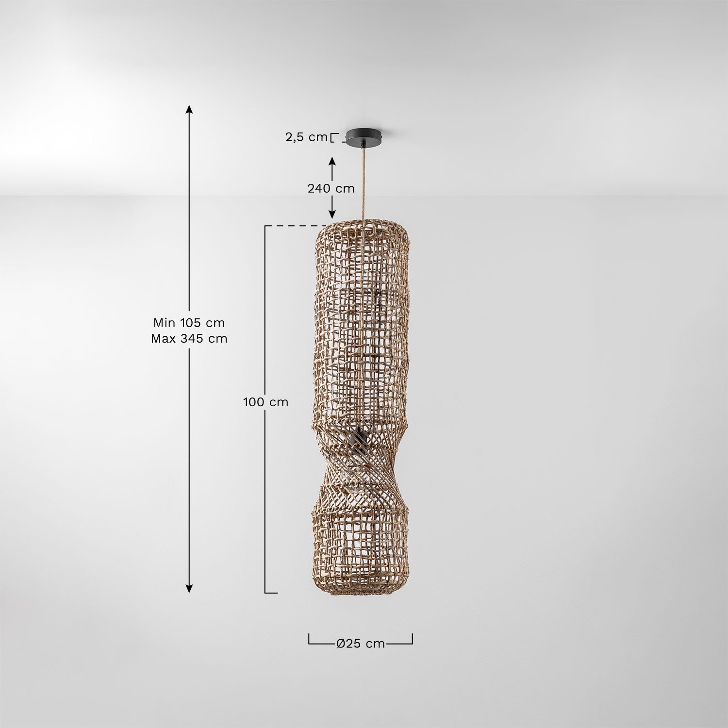 Lampa sufitowa wisząca do użytku zewnętrznego Aleida, rozmiary