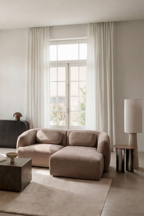 Sofa modułowy z prawym szezlongiem, 2-częściowy, z tkaniny chenilla Coquette