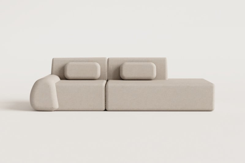 Sofa modułowy narożny 2-częściowy z prawym szezlongiem z weluru Merida, pakowany próżniowo