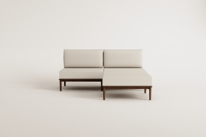 Modułowa sofa 2-częściowa i pufa z akacji Giulia