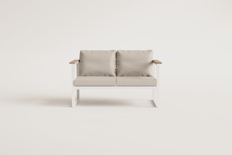 Dwuosobowa sofa ogrodowa z aluminium i drewna akacjowego Lipov