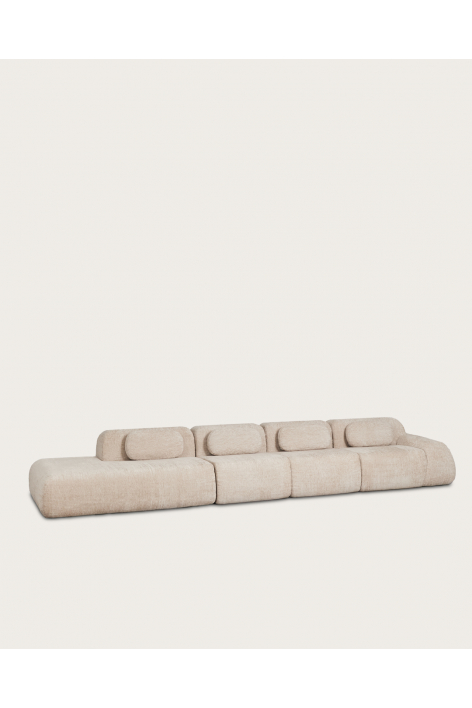 Sofa modułowy narożny 4-częściowy z lewym szezlongiem z weluru Merida, pakowany próżniowo