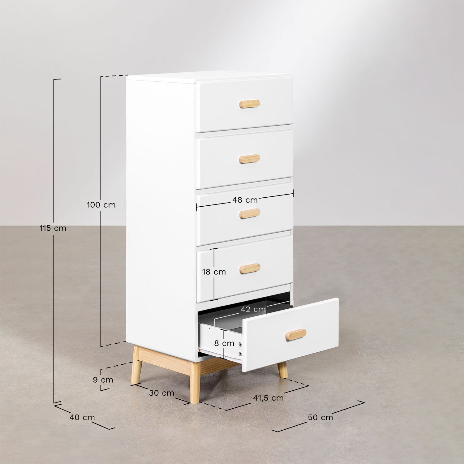 Cajoniera 50x40 cm z MDF Tom, rozmiary