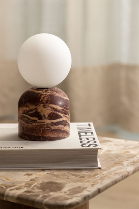 Lampa stołowa z naturalnego kamienia Tumkur - Czerwony Marmur Cherry Gold