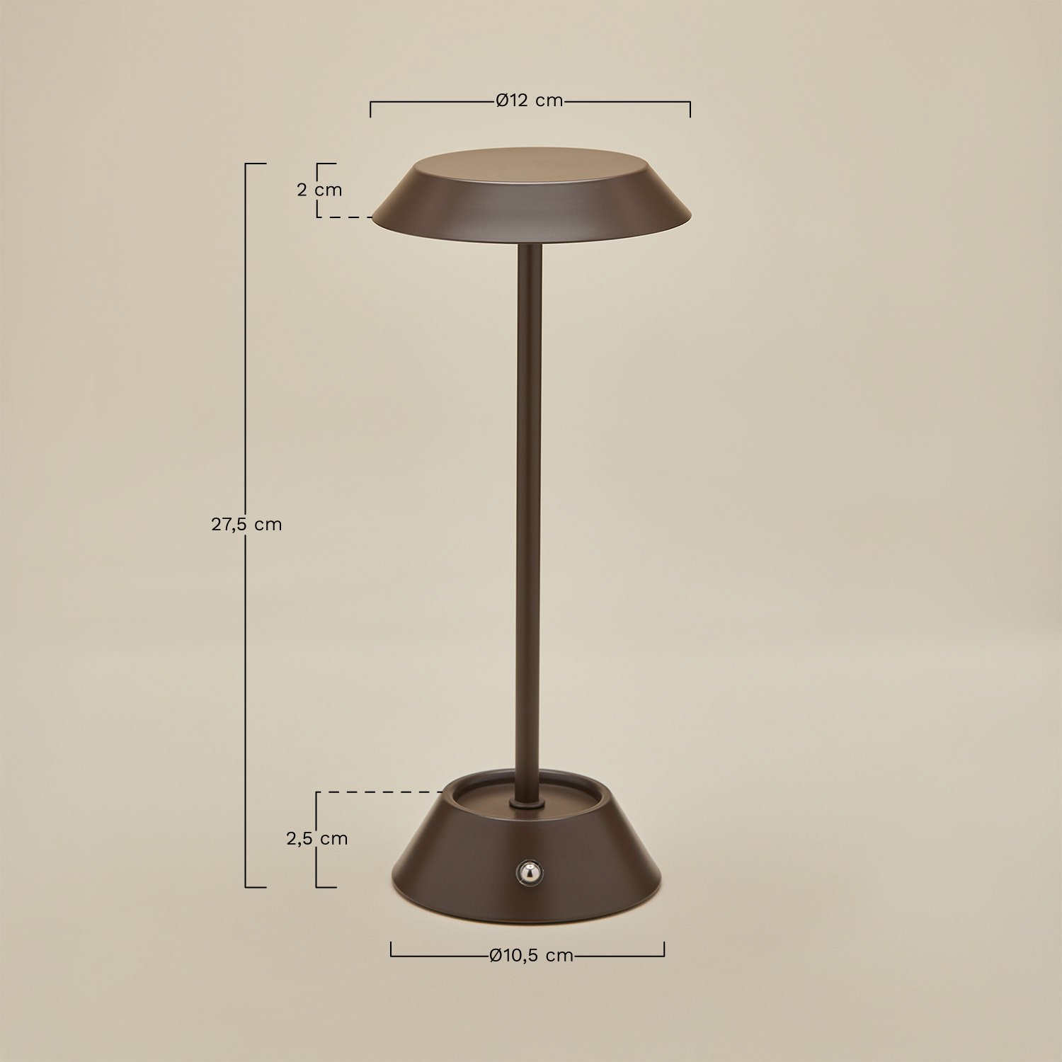 Bezprzewodowa lampa stołowa LED do użytku zewnętrznego z żelaza Oravella, rozmiary