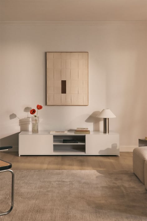 Szafka RTV 180x40 cm z MDF biały gardenia Kivora - Gardenia Biel