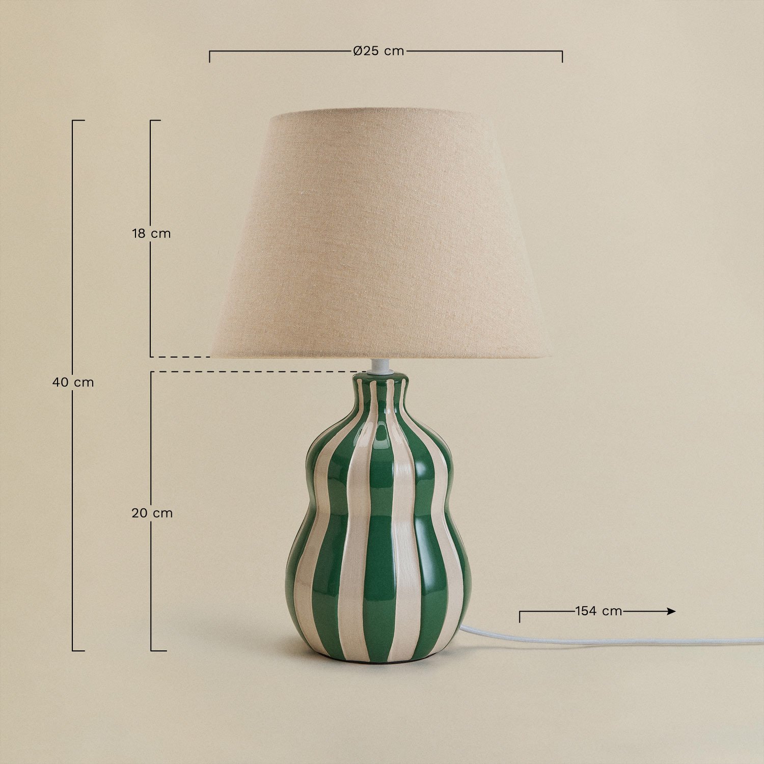 Lampa stołowa ↑40 cm z ceramiki i lnu Jolira, rozmiary