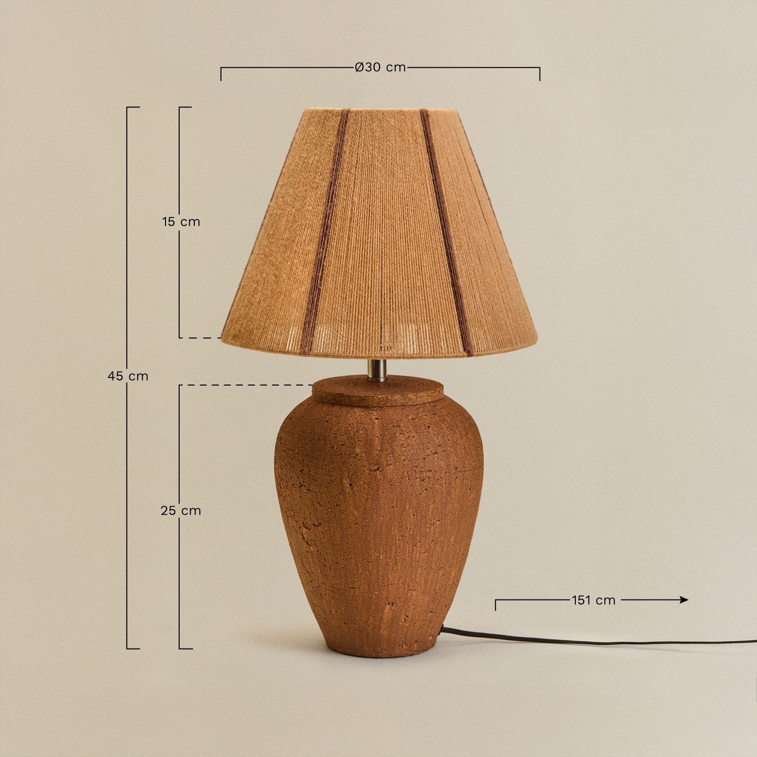 Lampa stołowa z terakoty Verena, rozmiary