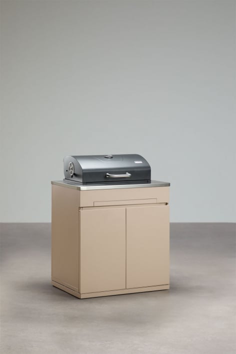 Moduł do przechowywania z grillem węglowym do modułowej kuchni zewnętrznej ze stali Rivana