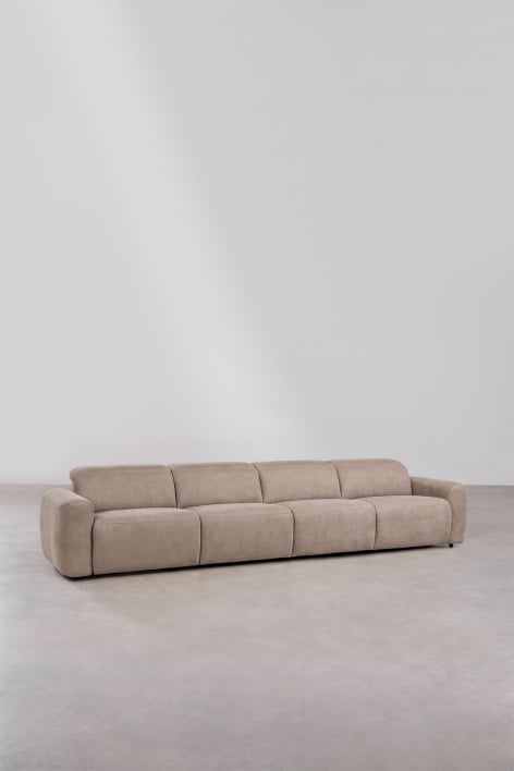 Sofa 5-osobowy rozkładany i elektryczny tapicerowany Peggy - Brązowa Szenila Pszeniczna