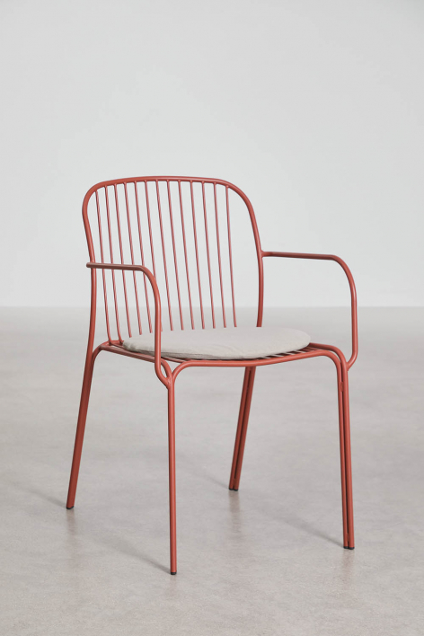 Zestaw 4 krzeseł ogrodowych z podłokietnikami ze stali Anerina