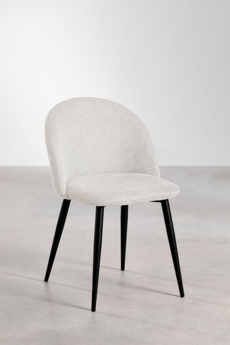 Zestaw 2 tapicerowanych krzeseł jadalnianych z stali Kana - Tkaniny Distressed White