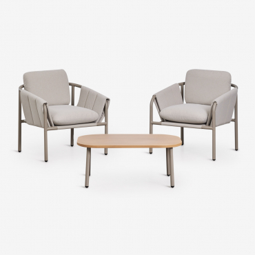 Zestaw Ogrodowy Z 2 Tapicerowanymi Fotelami I Stolikiem Kawowym Ze Stali Zunika Moka Brown - Sklum