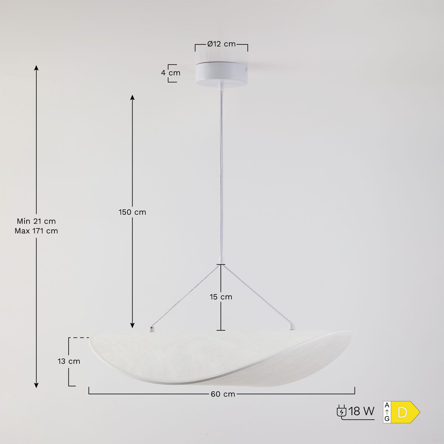 Lampa sufitowa wisząca LED z tkaniny Zelvon, rozmiary