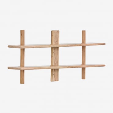 Regał Ścienny ↔︎120 Cm Z Drewna Akacjowego Erisu Rustykalny Brąz Akacjowy & 2 Półki - Sklum