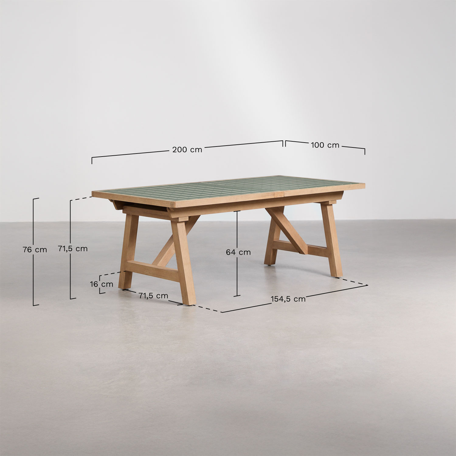 Stół jadalniany prostokątny 200-260-320x100 cm rozkładany z drewna akacjowego Dubai, rozmiary