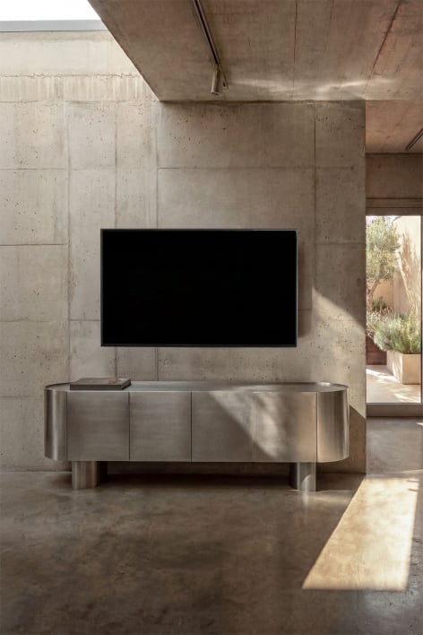 Szafka RTV 180x40 cm ze stali nierdzewnej Luena