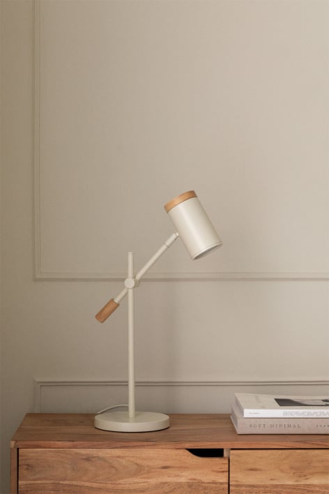 Lampa stołowa regulowana z żelaza Amaranto - Kremowa Tapioca